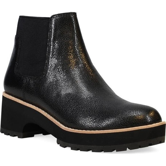 Eileen Fisher Shoes - New Eileen Fisher Jessa Black Leather 9.5 M Women Chelsea Lugged Bootie Low Heel